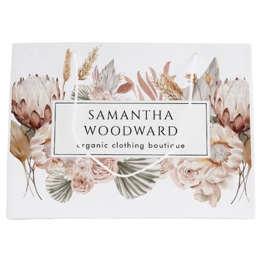 ボホウォーターカラーアパレルブティックショッピングバッグ ラージペーパーバッグ (正面)