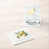 ボホウォーターカラーイエローレモンガーデンブライダルシャワー スクエアペーパーコースター (インサイチュ)