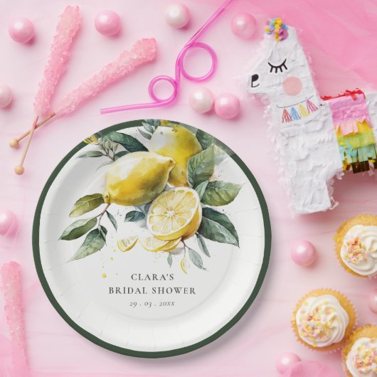 ボホウォーターカラーイエローレモンガーデンブライダルシャワー ペーパープレート (パーティー)