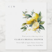 ボホウォーターカラーイエローレモンガーデンブライダルシャワー ワインラベル (シングルラベル)