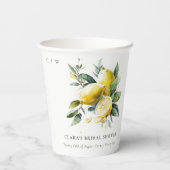 ボホウォーターカラーイエローレモンガーデンブライダルシャワー 紙コップ (裏面)