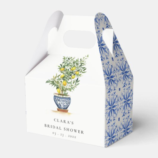 ボホウォーターカラーイエローレモンツリーブライダルシャワー フェイバーボックス (正面サイド)