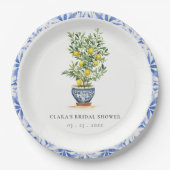 ボホウォーターカラーイエローレモンツリーブライダルシャワー ペーパープレート (正面)