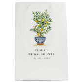 ボホウォーターカラーイエローレモンツリーブライダルシャワー ミディアムペーパーバッグ (正面)