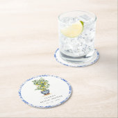 ボホウォーターカラーイエローレモンツリーブライダルシャワー ラウンドペーパーコースター (インサイチュ)