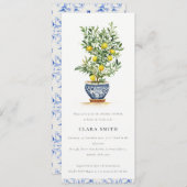 ボホウォーターカラーイエローレモンツリーブライダルシャワー 招待状 (正面/裏面)