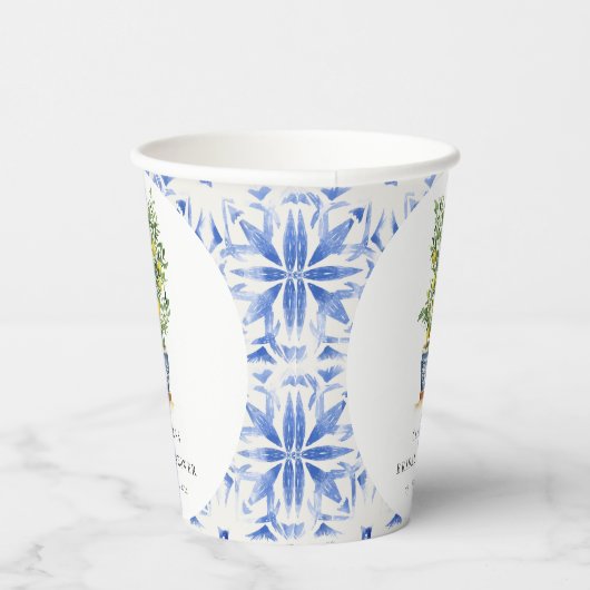 ボホウォーターカラーイエローレモンツリーブライダルシャワー 紙コップ (右)