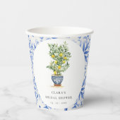 ボホウォーターカラーイエローレモンツリーブライダルシャワー 紙コップ (正面)