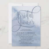 ボホウォーターカラーウォッシュダスティブルーブライダルシャワー 招待状 (正面)