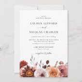 ボホウォーターカラーオータムフラワーガーランド秋の結婚式 招待状 (正面)