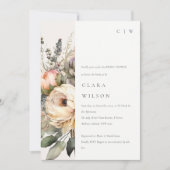 ボホウォーターカラーオータムフローラバンチブライダルシャワー 招待状 (正面)