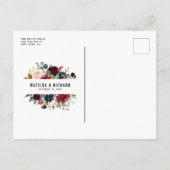 ボホウォーターカラーオータムリースウェディングシャワー インビテーションポストカード (裏面)