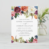 ボホウォーターカラーオータム開花結婚式招待状 招待状 (スタンド正面)