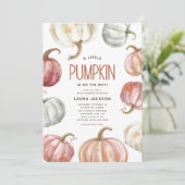 ボホウォーターカラーカボチャ赤ちゃんシャワー 招待状 (スタンド正面)