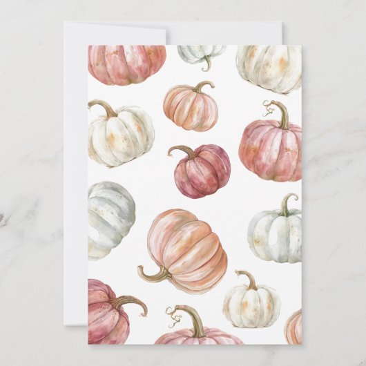 ボホウォーターカラーカボチャ赤ちゃんシャワー 招待状 (裏面)