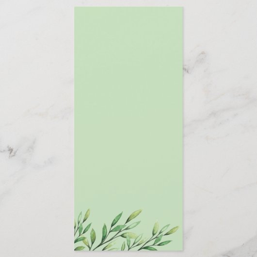 ボホウォーターカラーグリーナリーブランチエレガントな結婚式 メニュー (裏面)