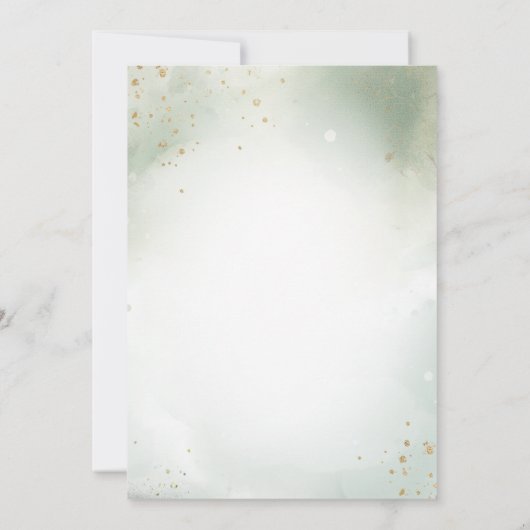 ボホウォーターカラーグリーナリーモダンフローラ結婚ズ 招待状 (裏面)