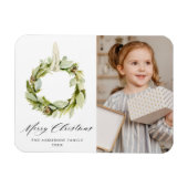 ボホウォーターカラーグリーナリーリースホリデーフォト マグネット (横)