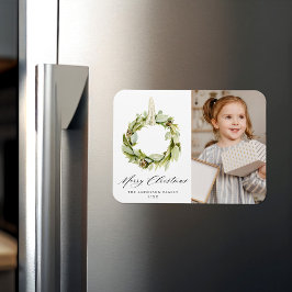 ボホウォーターカラーグリーナリーリースホリデーフォト マグネット