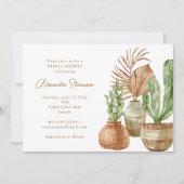 ボホウォーターカラーサボスパンパスプラントブライダルシャワー 招待状 (正面)