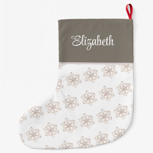 ボホウォーターカラースノーフレーク名前をカスタムするクリスマス ラージクリスマスストッキング (裏面)