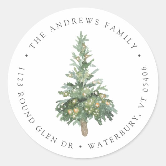 ボホウォーターカラーツリー差出人住所 ラウンドシール (正面)