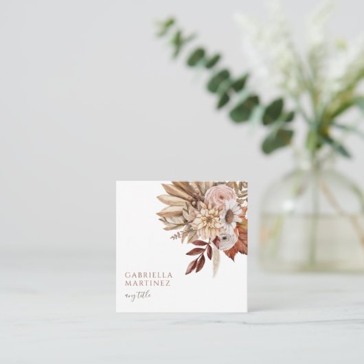 ボホウォーターカラーテラコッタフローラ スクエア名刺 (スタンド正面)