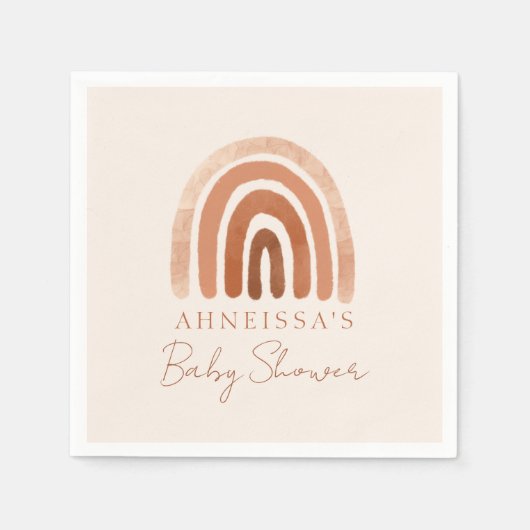 ボホウォーターカラーテラコッタレインボーベビーシャワー スタンダードカクテルナプキン (正面)