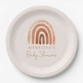 ボホウォーターカラーテラコッタレインボーベビーシャワー ペーパープレート