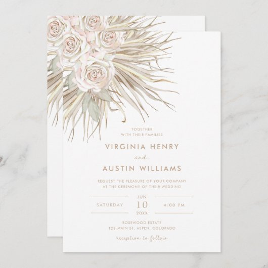 ボホウォーターカラートロピカル結婚式招待状 招待状 (正面/裏面)