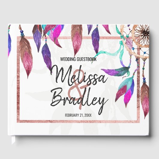 ボホウォーターカラードリームキャッチャーバラ金ゴールドゲストブック ゲストブック (正面)