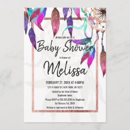 ボホウォーターカラードリームキャッチャーバラ金ゴールドベビーシャワー 招待状