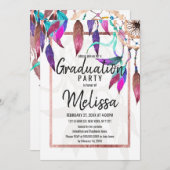 ボホウォーターカラードリームキャッチャーバラ金ゴールド卒業 招待状 (正面/裏面)