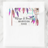 ボホウォーターカラードリームキャッチャーバラ金ゴールド結婚ズ 長方形シール (バッグ)