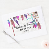 ボホウォーターカラードリームキャッチャーバラ金ゴールド結婚ズ 長方形シール (封筒)