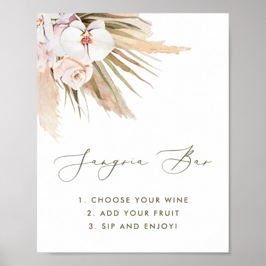 ボホウォーターカラーパンパスグラスサンギリアバーサイン ポスター (正面)