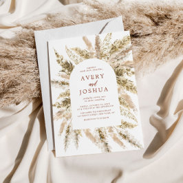 ボホウォーターカラーパンパスグラス結婚ズ 招待状