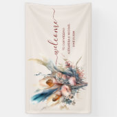 ボホウォーターカラーパンパスグラス結婚ズ 横断幕 (縦)