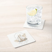 ボホウォーターカラーパームセーロボートシースケー結婚プ スクエアペーパーコースター (インサイチュ)