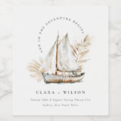 ボホウォーターカラーパームセーロボートシースケー結婚プ ワインラベル (シングルラベル)