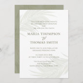 ボホウォーターカラーパーム離れエレガントウェディング 招待状 (正面/裏面)