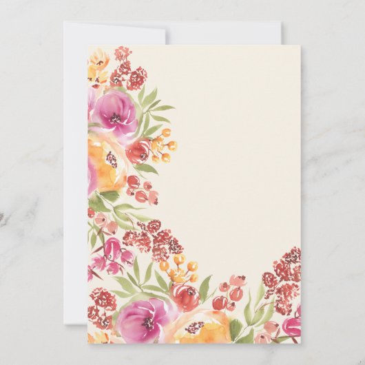 ボホウォーターカラーピンクテラコッタフローラスイーツ16 招待状 (裏面)