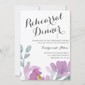 ボホウォーターカラーピンク花模様リハーサルディナー 招待状 (正面)