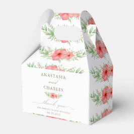 ボホウォーターカラーピンク&アイボリー緑フローラ フェイバーボックス