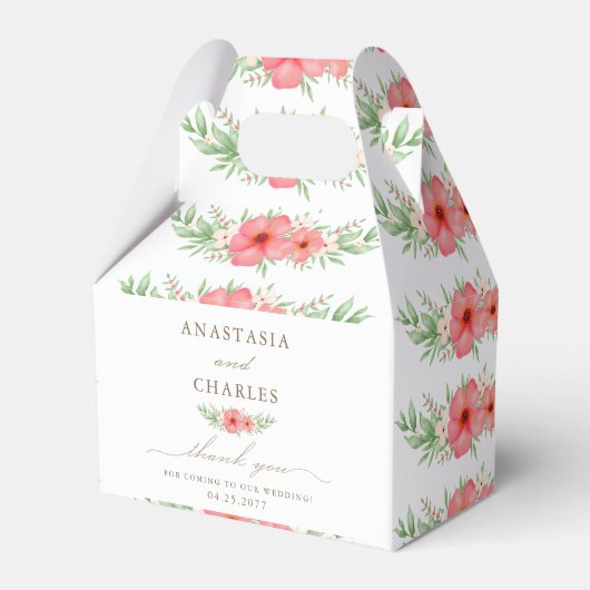 ボホウォーターカラーピンク&アイボリー緑フローラ フェイバーボックス (正面サイド)