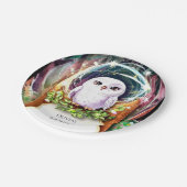 ボホウォーターカラーフクロウ誕生日 ペーパープレート (アングル)