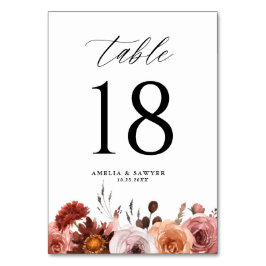 ボホウォーターカラーフラワーズガーランド秋の結婚式 テーブルナンバー