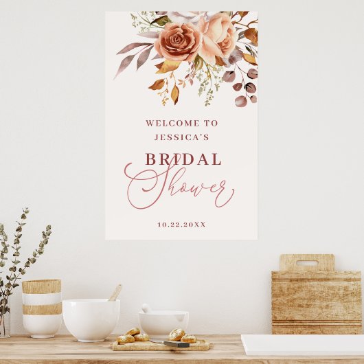 ボホウォーターカラーフラワーブライダルシャワーへようこそ ポスター (キッチン)