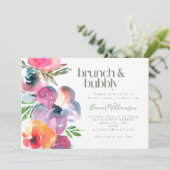 ボホウォーターカラーフラワーブライダルシャワーブランチバブリー 招待状 (スタンド正面)