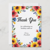 ボホウォーターカラーフローラガーデンサマー誕生日 サンキューカード (正面)